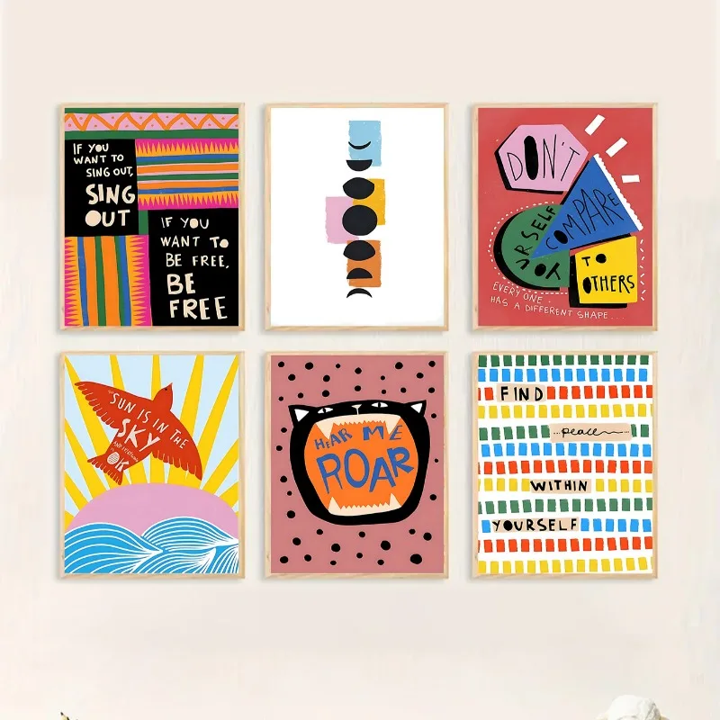 Resin Art Quotes - ملصق بوهيمي ملون مطبوع عليه اقتباسات