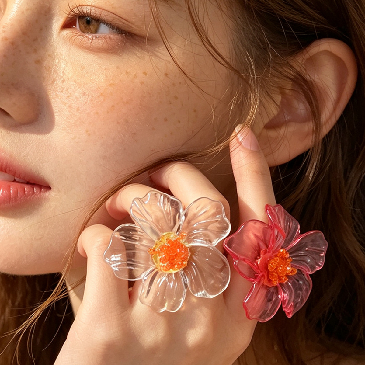 Resin Art Ring - خواتم زهور راتنجية ملونة وجذابة للنساء