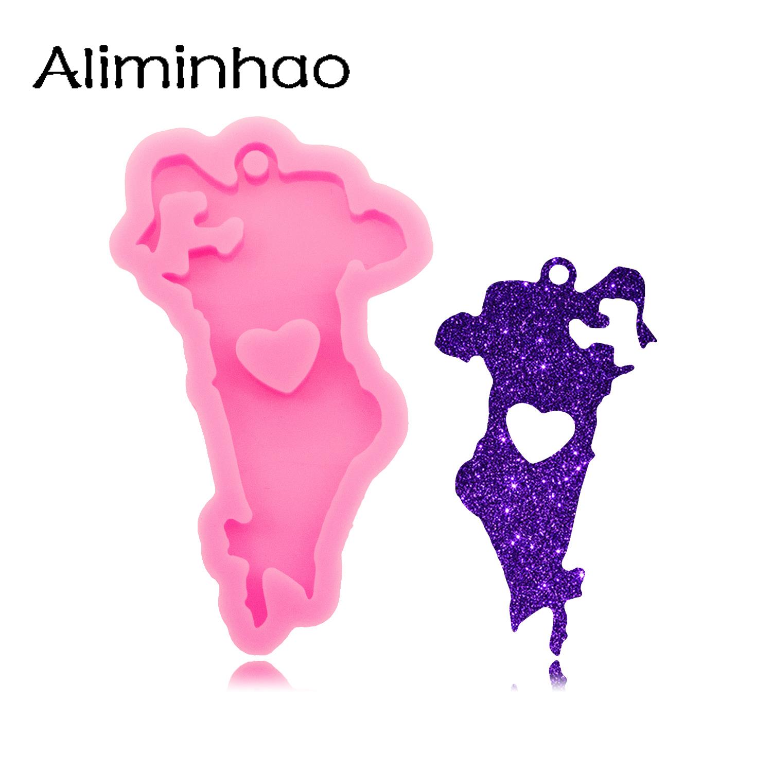 Resin Art A Keychain - DY1435 لامعة البحرين خريطة راتينج السليكون