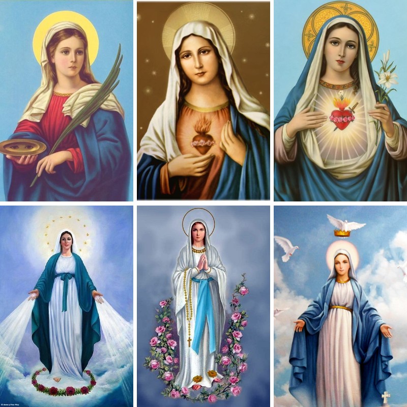 Resin Art Mary - لوحة ماسية فسيفساء غرزة متقاطعة ،