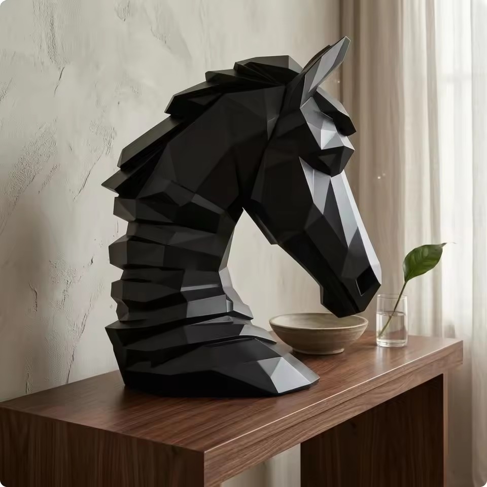 Resin Art Cube - تمثال رأس حصان مكعب الشكل، تمثال