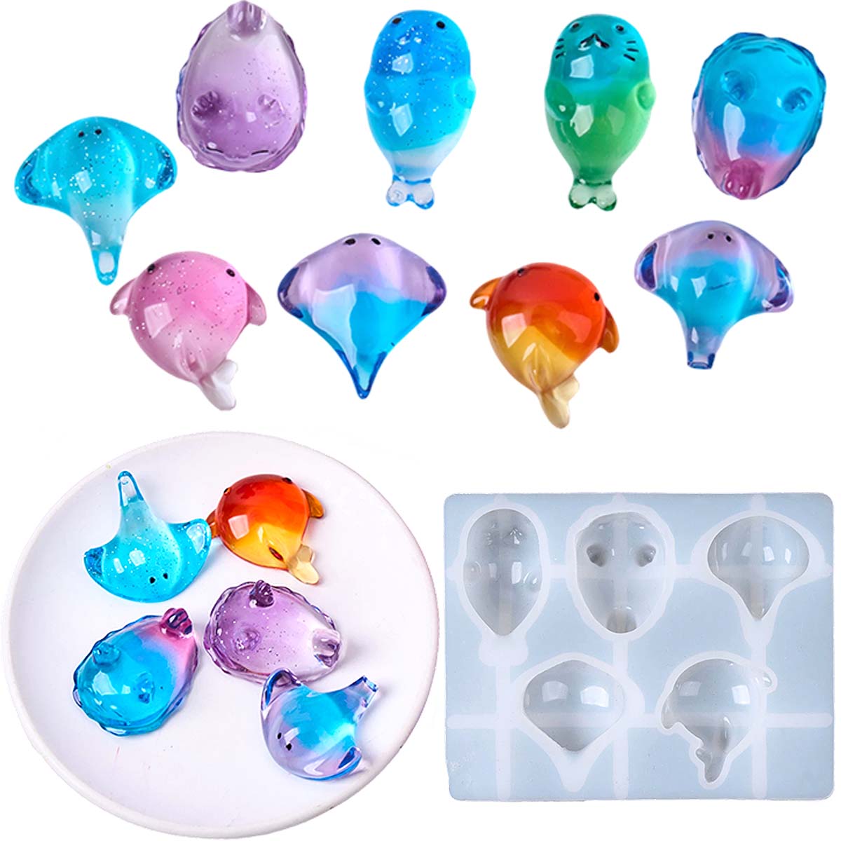 Resin Art A Keychain - قالب سيليكون ثلاثي الأبعاد بتصميم سمكة
