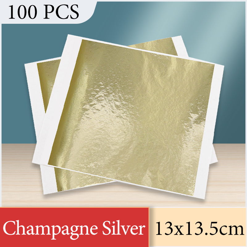 Gold Leaf Foil - 13x13.5 سنتيمتر الشمبانيا الفضة احباط ورقة