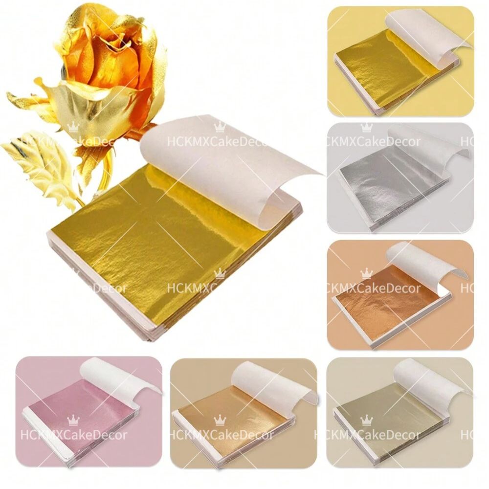 Gold Leaf Foil - 100 قطعة من أوراق الذهب المقلدة
