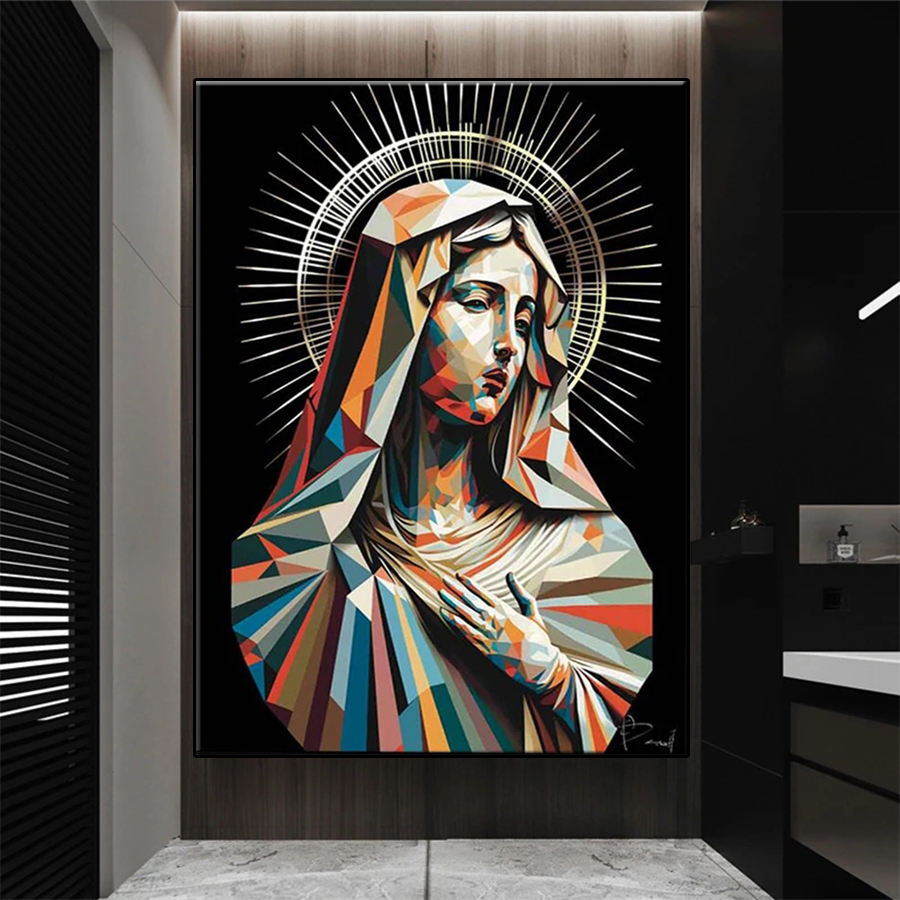 Resin Art Mary - صورة تطريز ماسية لماري العذراء ،