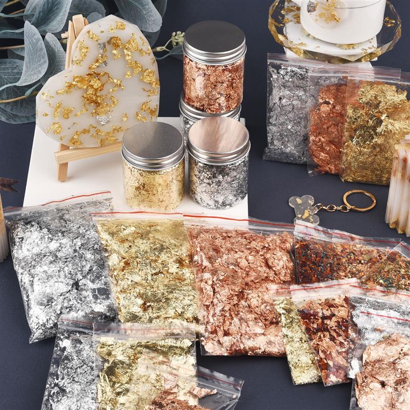 Gold Leaf Foil - 1/2/3/5/10 جرام تقليد الذهب الشظية النحاس