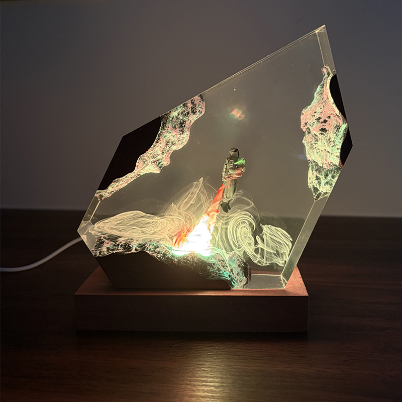 Resin Art Resin - مصباح طاولة على شكل كائن حي