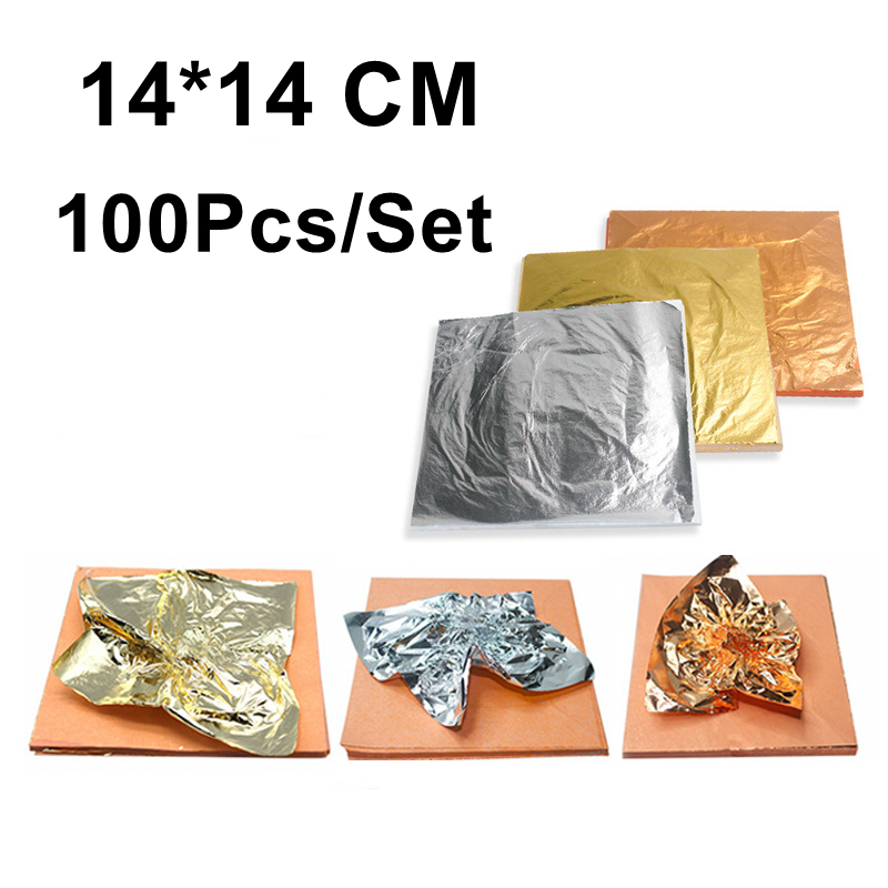 14x14 سنتيمتر 100 قطعة لامعة ا - مراجعة Gold Leaf Foil وسعره