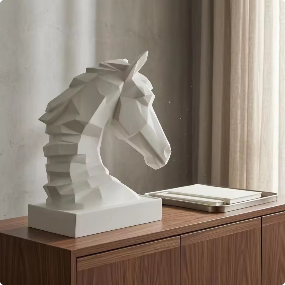 تمثال رأس حصان مكعب الشكل، تمث - مراجعة Resin Art Cube وسعره