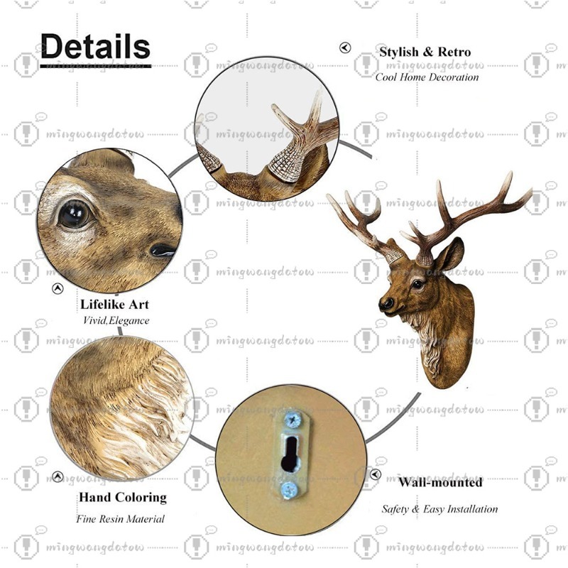 رأس غزال صناعي 17 بوصة، ديكور  - مراجعة Resin Art Resin وسعره